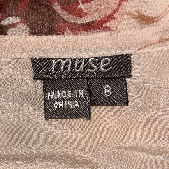 Muse 100% Silk Rose Floral Print Ruffled Spaghetti Strap Fairy Dress - Picture 9 of 10